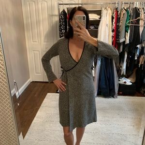 Easel Black and grey wrap dress